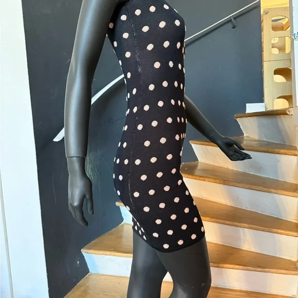 BCBGMaxAzria Black and Cream Polka Dot Mini Dress - Picture 3 of 7